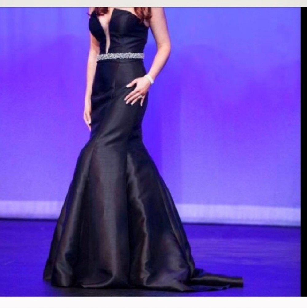 Black Jovani mermaid strapless gown